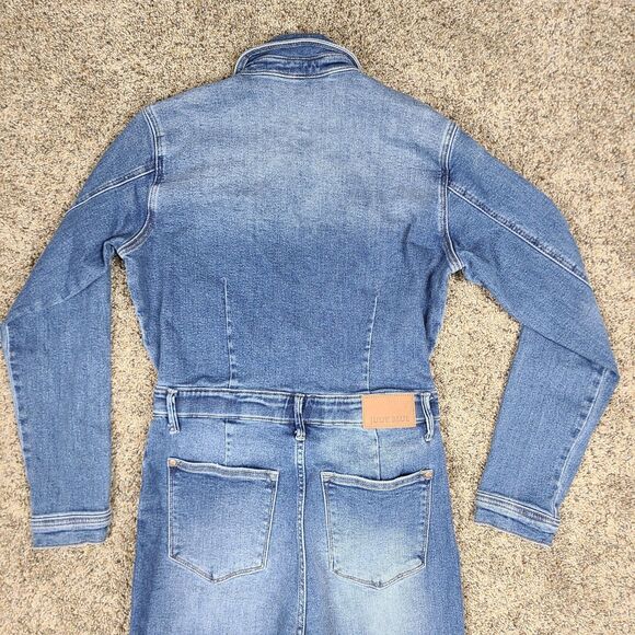 Judy Blue Women's Denim Utility Jumpsuit L Dark Denim Long Sleeve Coveralls - Picture 10 of 16